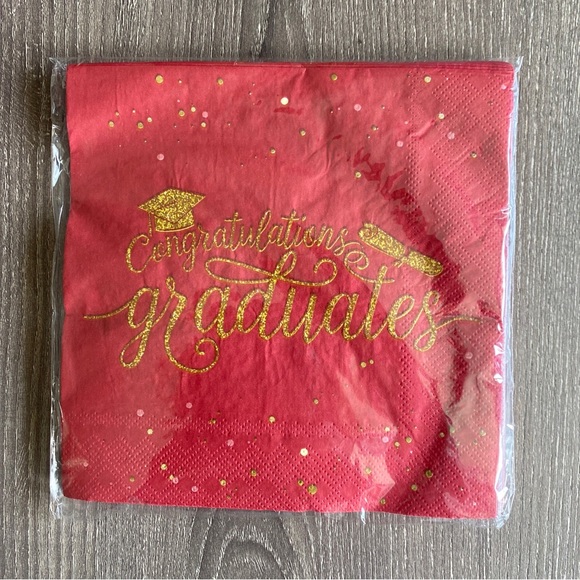 Red And Gold Graduation Party Supply Pack serves 16 - Picture 4 of 7